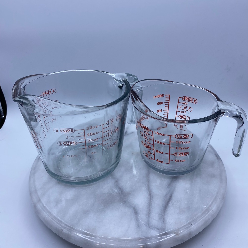 Anchor Hocking Measuring Cup Set Clear Glass 2pc 4-Cup 2-Cup Baking Essentials